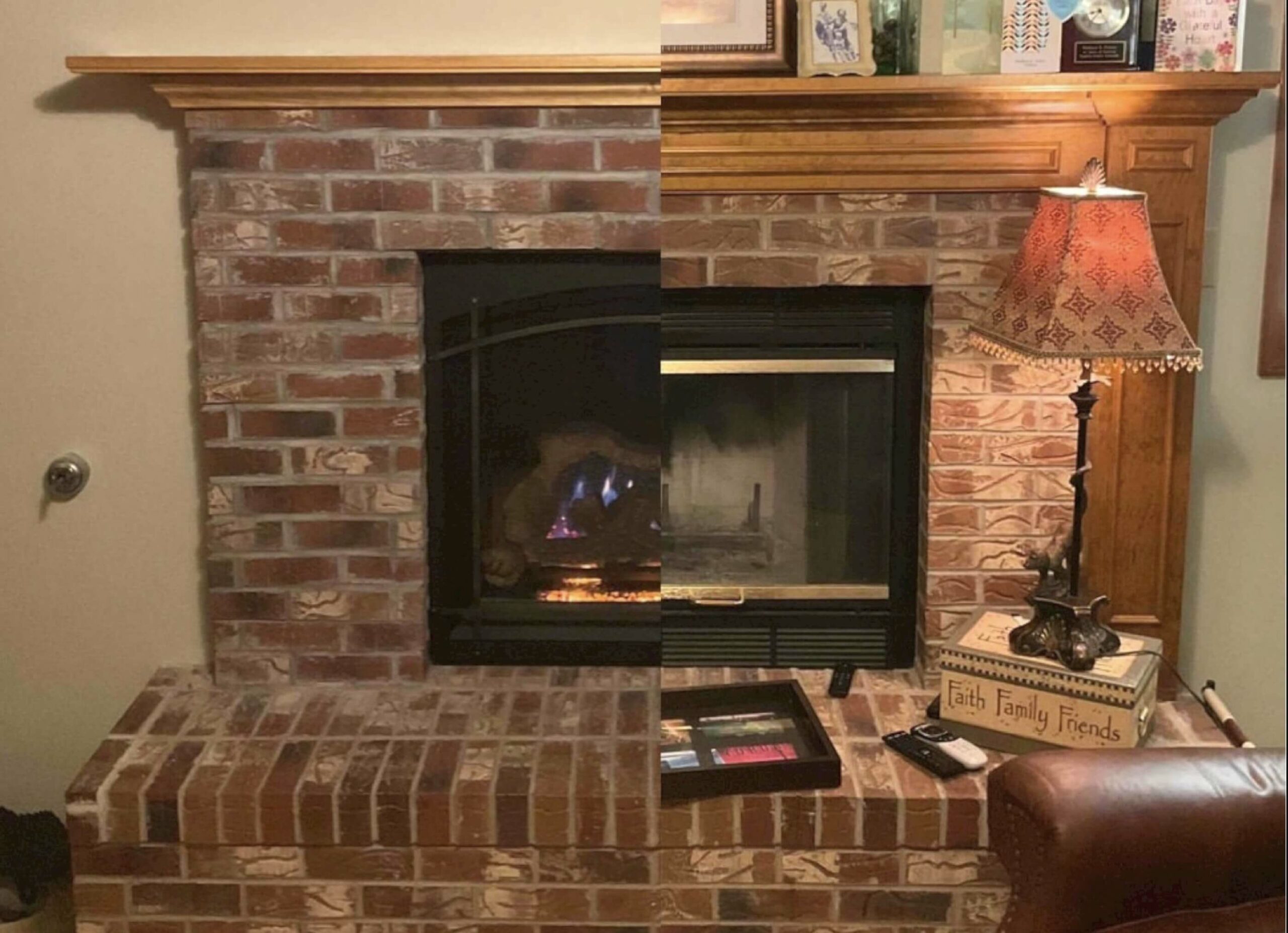 Matching Brick Surround before and after ft