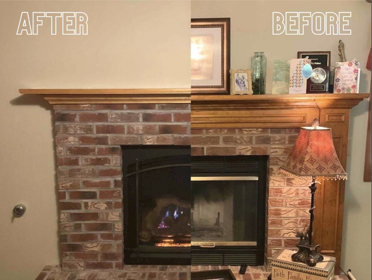 Matching Brick Surround before and after